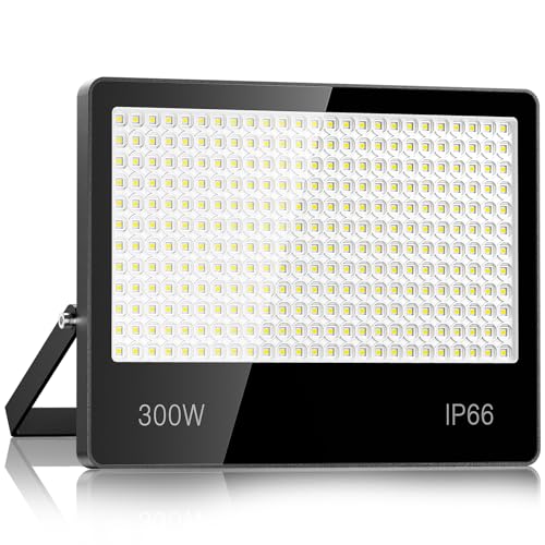 Outdoor LED Spotlight 300 W – 30000 LM 6500 K Super Bright Cool White Outdoor LED Headlight, IP66 Waterproof Security Light for Stadium, Patio, Road, Garage