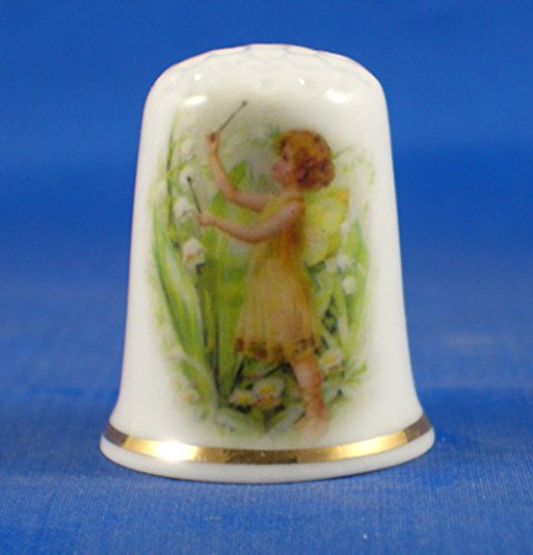 Porcelain China Collectable Thimble -- Lily of the Valley Fairy with Free Gift Box