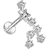 Pierced Owl 18GA 316L Stainless Steel Internally Threaded CZ Crystal Zodiac Constellation Flat Back Stud