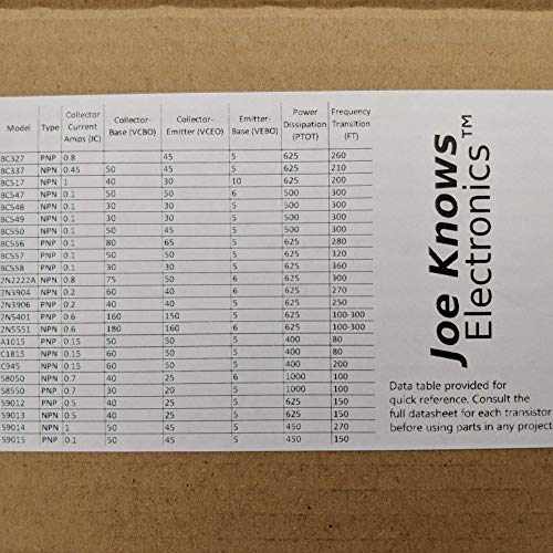 Joe Knows Electronics BJT Transistor Kit (24 Values, 1160 Pieces)