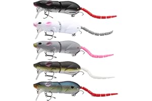 Gaderth 5pcs Mouse Fishing Lures with Treble Hooks, Multi Jointed Swimbaits, 15.5g/15.5cm Slow Sinking Minnow Artificial Fake Bait for Freshwater Saltwater Bass 5PCS