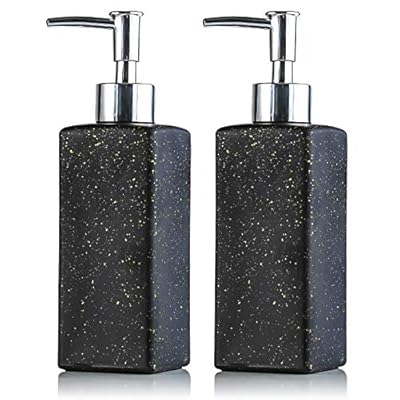 FARI Hand & Dish Soap Dispenser, 12 Ounces Square Refillable Premium Glass Pump Bottle for Bathroom Vanity Countertop… 51XnIf3WYAL. SS400