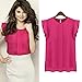 Toraway Blouses, Women Summer Tulip Sleeve Chiffon Blouse Shirt (X-Large, Hot Pink)