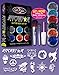 Glitter Tattoo Kit ROCKSTAR - HYPOALLERGENIC and DERMATOLOGIST TESTED! - with 6 Large Glitters & 12 Stencils for Temporary Tattoos