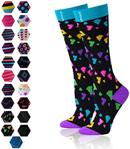 Fashion Compression Socks for Men &amp; Women C BEST Medical Grade Graduated Recovery Stockings for Nurses, Maternity, Running, Leg Relief, Prevent Swelling, Calf Pain, Shin Splints 1 Pair , Purple Black, Medium