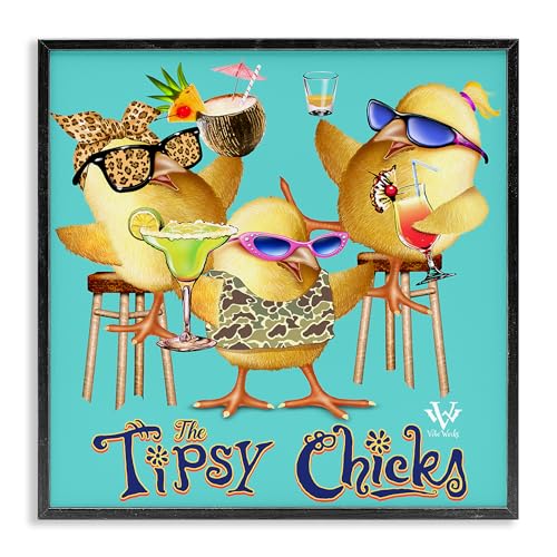 Stupell Industries Tipsy Chicks Groovy Black Framed Giclee Art design by Jim Ba…