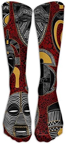Mask African Motifs Crazy Knee High Socks Running Crew Socks For Girl