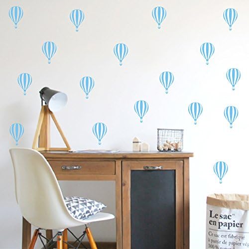 JOYRESIDE 32 Pieces/Hot air balloon Wall Decal Art Vinyl Sticker For Kids Boy Girl Nursery Room House Home Decoration Baby Bedroom Decor YMX19 (Canal Blue)
