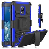 Note Edge Case, HengTech (TM) [Heavy Duty] Armor Holster Defender Full Body Protective Hybrid Case Cover with Kickstand & Belt Swivel Clip for Samsung Galaxy Note Edge (Black+Blue)