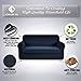 CHUN YI Stretch Sofa Slipcover 2 Piece Sofa Cover, 3 Seater Couch Slipcover Coat Soft Washable Furniture Covers with Elastic Bottom, Checks Spandex Jacquard Fabric, Large, Dark Blue/Navy