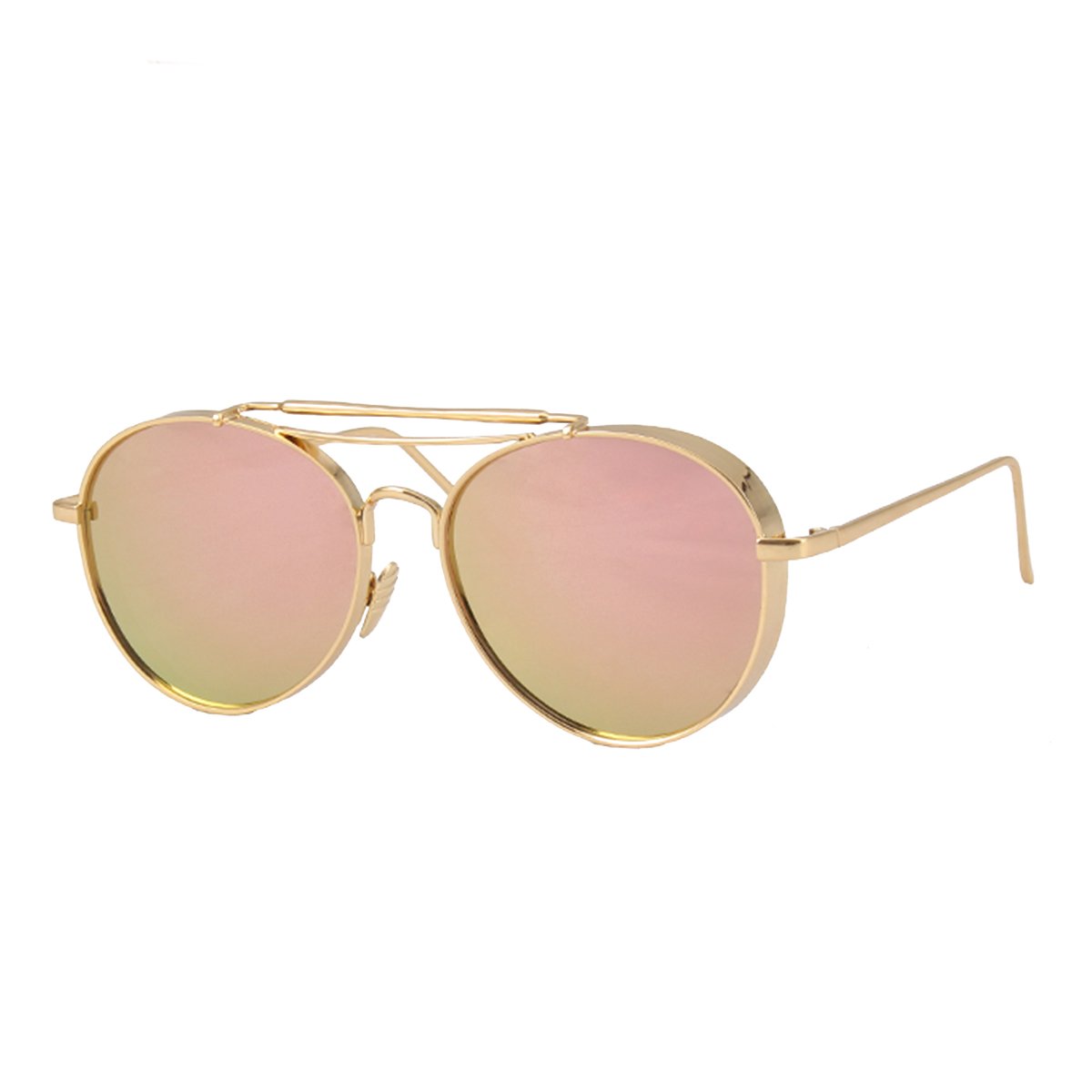 WISH CLUB Aviator Sunglasses for Women Men Round Polarized Fashion Unisex UV Retro Vintage Glasses(Pink)
