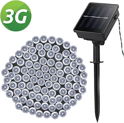LELLEL 3rd Gen Super Bright Solar Outdoor LED String Lights, for Yard Patio Garden Tree Party Wedding Decoration, Cool White 8 Working Modes