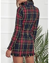 Miessial - Mini vestido de mujer de manga larga, elegante vestido de oficina