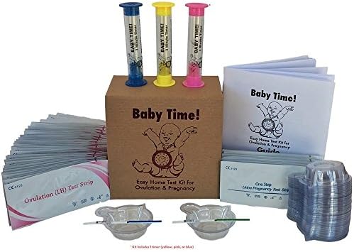 Baby Time! Easy Home Test Kit for Ovulation (50 LH Strips) and Pregnancy (10 HCG Strips) with 60 Urine Cups and Timer - 2 Month Kit