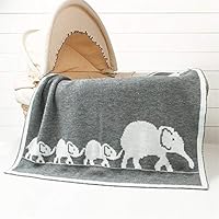 Luerme Baby Knitted Blanket Throws Newborn Crochet Quilt Receiving Blanket Swaddle Wrap Stroller Cover Nursing Blanket Crib Rug Mat Print Blanket Warm Cuddle Sheet 30"X40" (Gray Elephant)