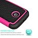 Motorola Moto E Case, Moto E 1st Gen Case, Tekcoo(TM) [Tmajor Series] [Hot Pink / Black] Shock Absorbing Hybrid Rubber Grip Plastic Impact Defender Rugged Slim Hard Case Cover Shell For Moto E 2014