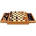 Hey! Play! Trademark Games Elegant Inlaid Wood Chess Cabinet w/Staunton Wood Chessmen, Brown