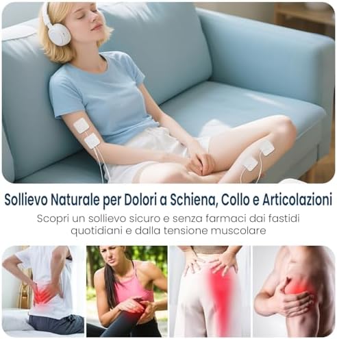 5 in 1 Elettrostimolatore Muscolare Professionale, Ricaricabile 80 Modalità con TENS/EMS/RUSS/IF/DIY Massaggio, 2 Canali, 16 Intensità per Alleviare il Dolore