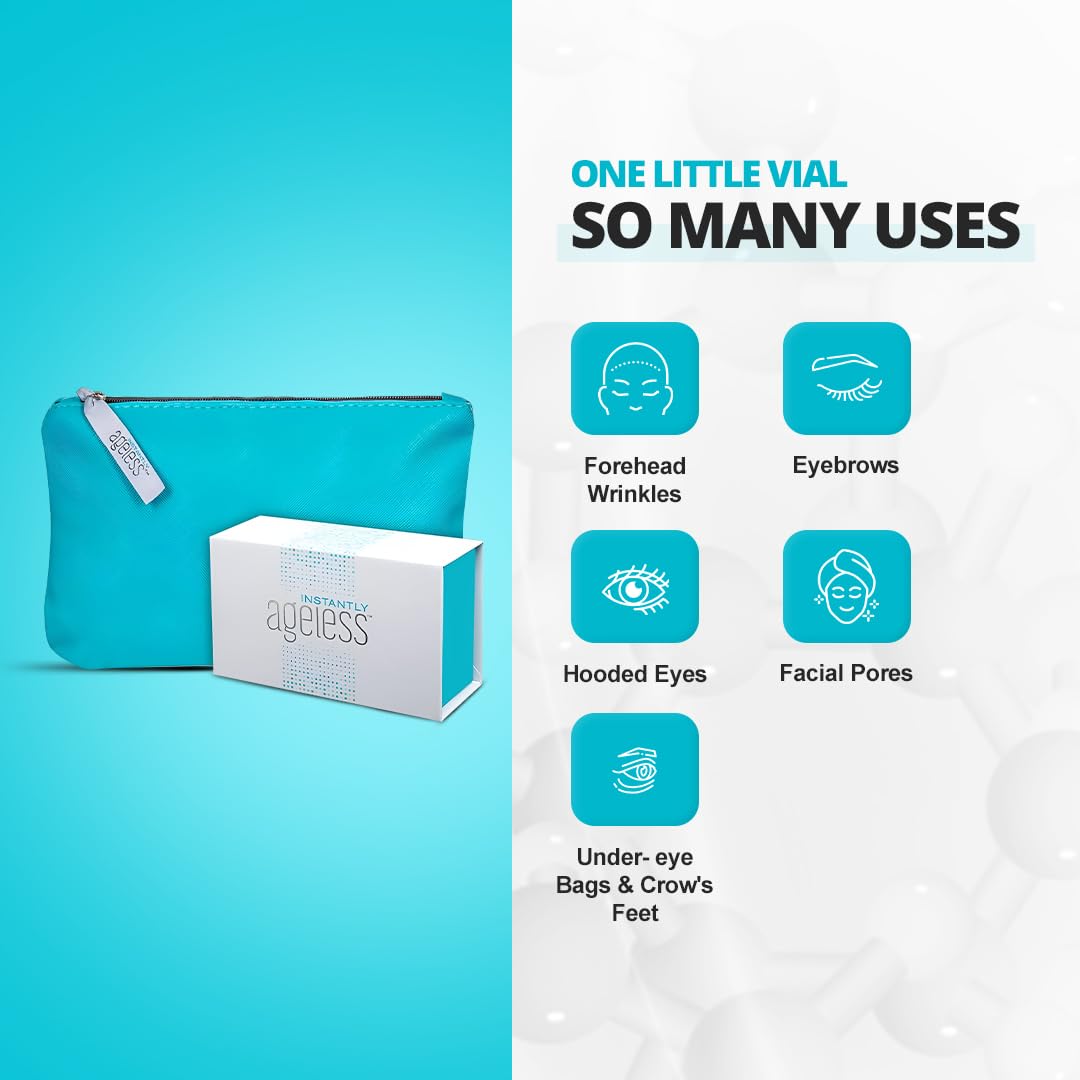 Instantly Ageless Instant Face Lift Cream - Skin Care for Anti Aging face cream - Instant Under Eye Bags Remover - Facelift in a Box of 25 Vials with Makeup Bag