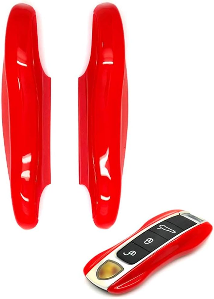 carmonmon Smart Protectors Keyless Remote Key Cases Shell Car Key Case Platic Cover Case Cover Side Blades For Porsche 971 Panamera 2017-2018 Cayman (Red)