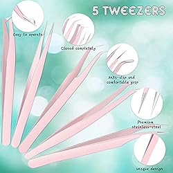 5 Pcs Eyelash Tweezers Set Eyelash Extension