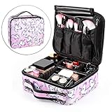 PINK PLOT Makeup Bag Cosmetic Bag for Women Waterproof Travel Case Makeup Case with Adjustable Dividers Makeup Organizer Bag (Unicorn)