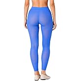 Lazutom Sexy Women See Through Sheer Mesh Pants Leggings (Blue 1)