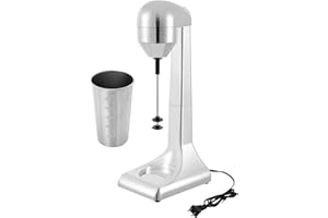 GOSANGOM Electric Milkshake Machine, Commercial Stainless Steel Milkshake Machine, Beverage Blender, Adjustable Speed Single Head Stand Mixer, 500 ml Stainless Steel Cup, 23000 RPM