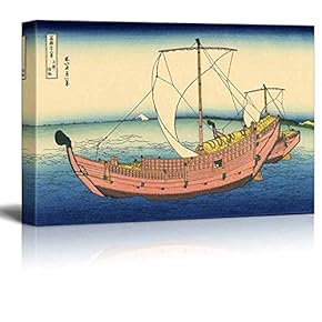 Canvas Wll Art - The Kazusa Province Sea Route by Japanese Artist Hokusai - Thirty-six Views of Mount Fuji Series - Giclee Print and Stretched Ready to Hang - 12"x18"