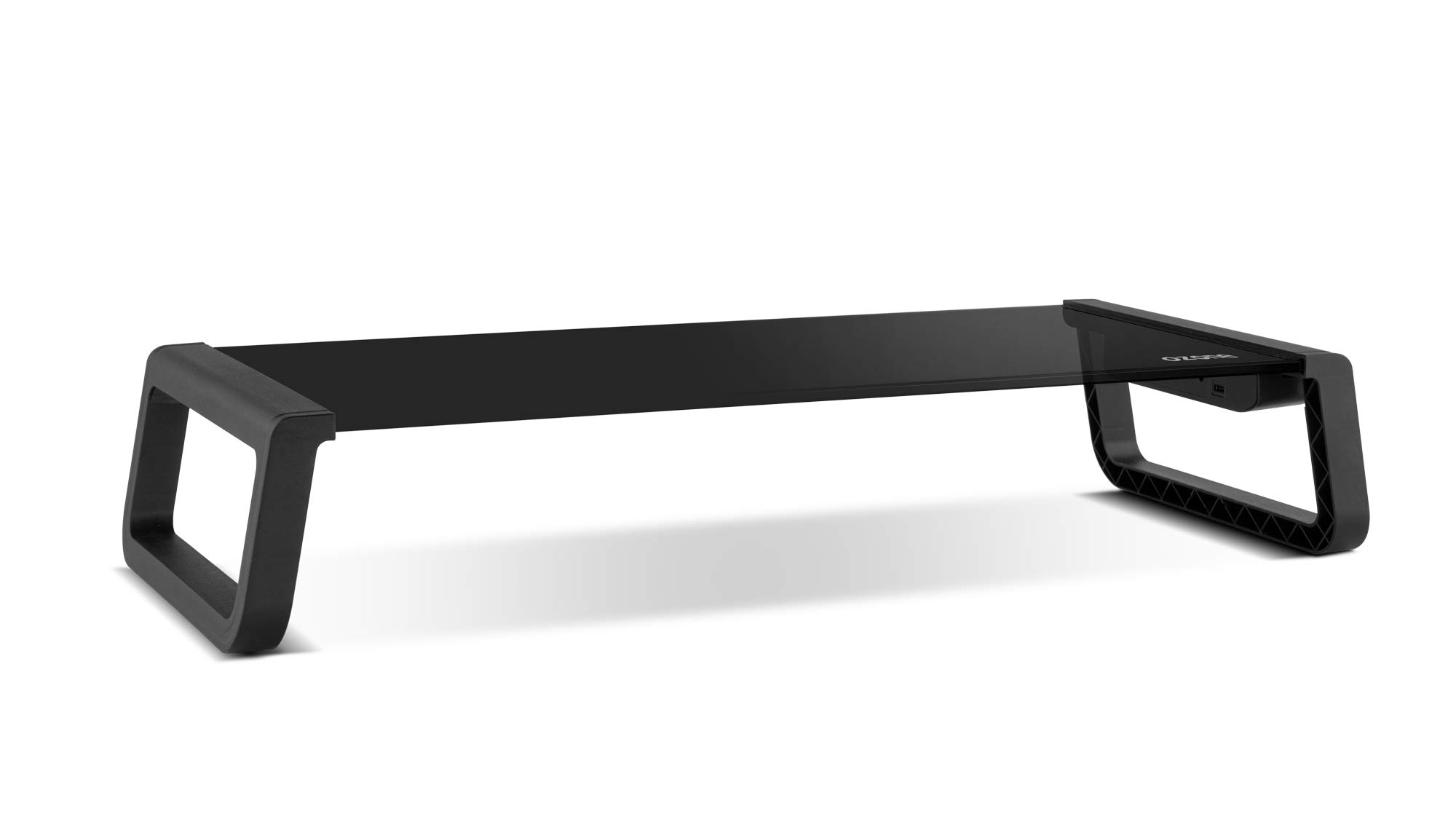 Ozone Riser Pro Monitor Stand – Portable Stand for your PC – Tempered Glass, 4 x USB 3.0, Black