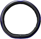 ISTN Microfiber Leather Car Steering Wheel Cover 15 inch D Shape Black/Blue view 4