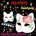 6 Pack Set DIY Full Face Handmade Mask Pure White Hard Paper Mask with Two Brushes and One Pigment Plate (Cat)