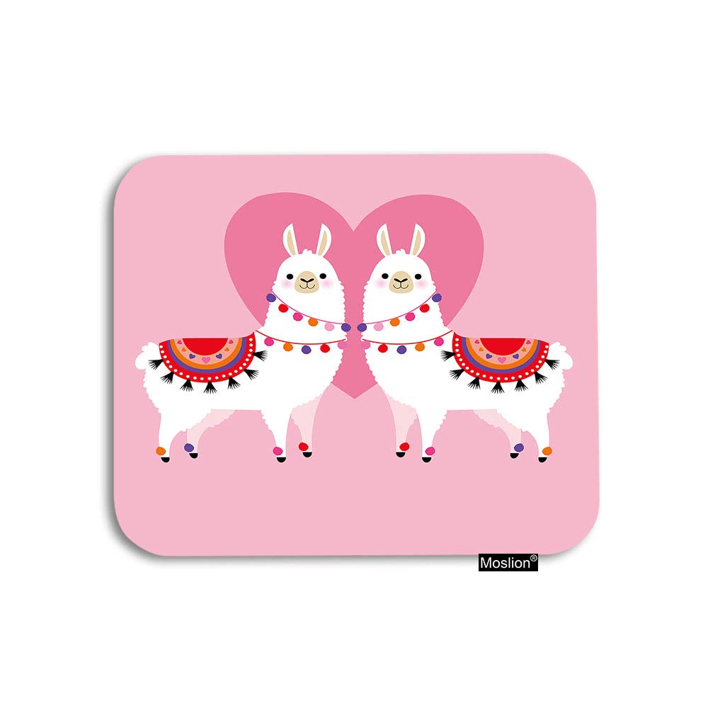 Moslion Llama Mouse Pad Cute Animal Valentine's Day Llamas
