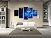 PulsatingFingertip-5 Panel Beautiful Starry Sky Modern Giclee Canvas Prints Blue Stars Canvas Oil Painting Wall Art for Home and Office Decorations No Frame