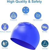 Darbermu Kids Waterproof Silicone Swimming Cap Blue 22x19cm view 2