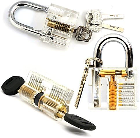 Homeself 3-Pack Practice Lock Set, Crystal Visible Cutaway Common Training Lock Pick Set, Include 3 Different Types of Practice Padlock,