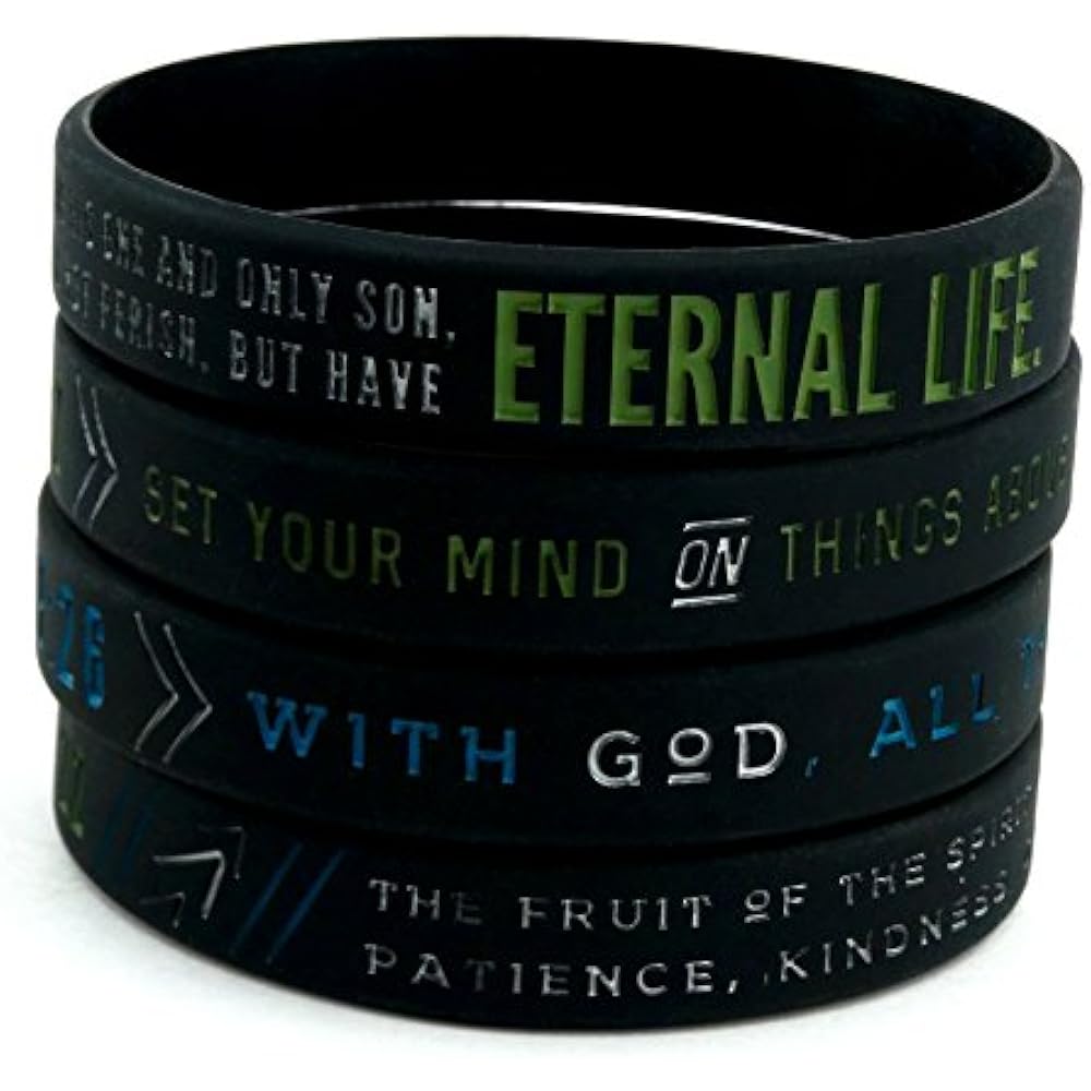 Inkstone Christian Silicone Wristbands W/Scriptures Set Of 4 Unisex
