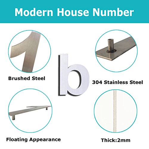SIGMALL House Number Sign,8 inch Personalized Home Address Sign,Custom Address Plaque Sign Brushed Stainless Steel Floating Appearance Door Number Doorplate for Home Hotel Office