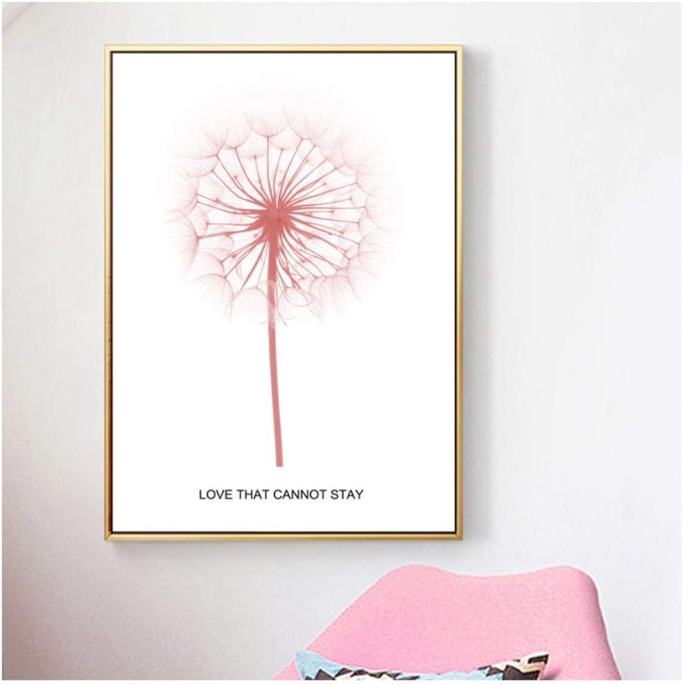 Pink Dandelion Flower Nordic Posters and Prints Wall Art Canvas Painting Decoration Pictures for Living Room Decor -50x70cm(no Frame)
