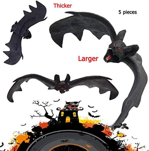 Max Fun Halloween Décor Set,Rubber Hanging 3D Decorative Vampire Bats,Looking Spooky,Large 5Pcs
