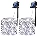AMIR Solar Powered String Lights, Mini 100 LED Copper Wire Lights, Starry String Lights, Indoor Outdoor Waterproof Solar Decoration Lights for Gardens, Home, Dancing, Party (White - Pack of 2)