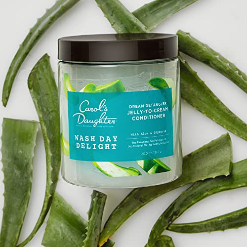 CAROL’S DAUGHTER WASH DAY DELIGHT DETANGLING JELLY-TO-CREAM CONDITIONER WITH GLYCERIN AND ALOE, PARABEN-FREE FOR MOISTURE, HYDRATION AND SHINE, MOISTURIZING, CURLY HAIR, 20 OZ