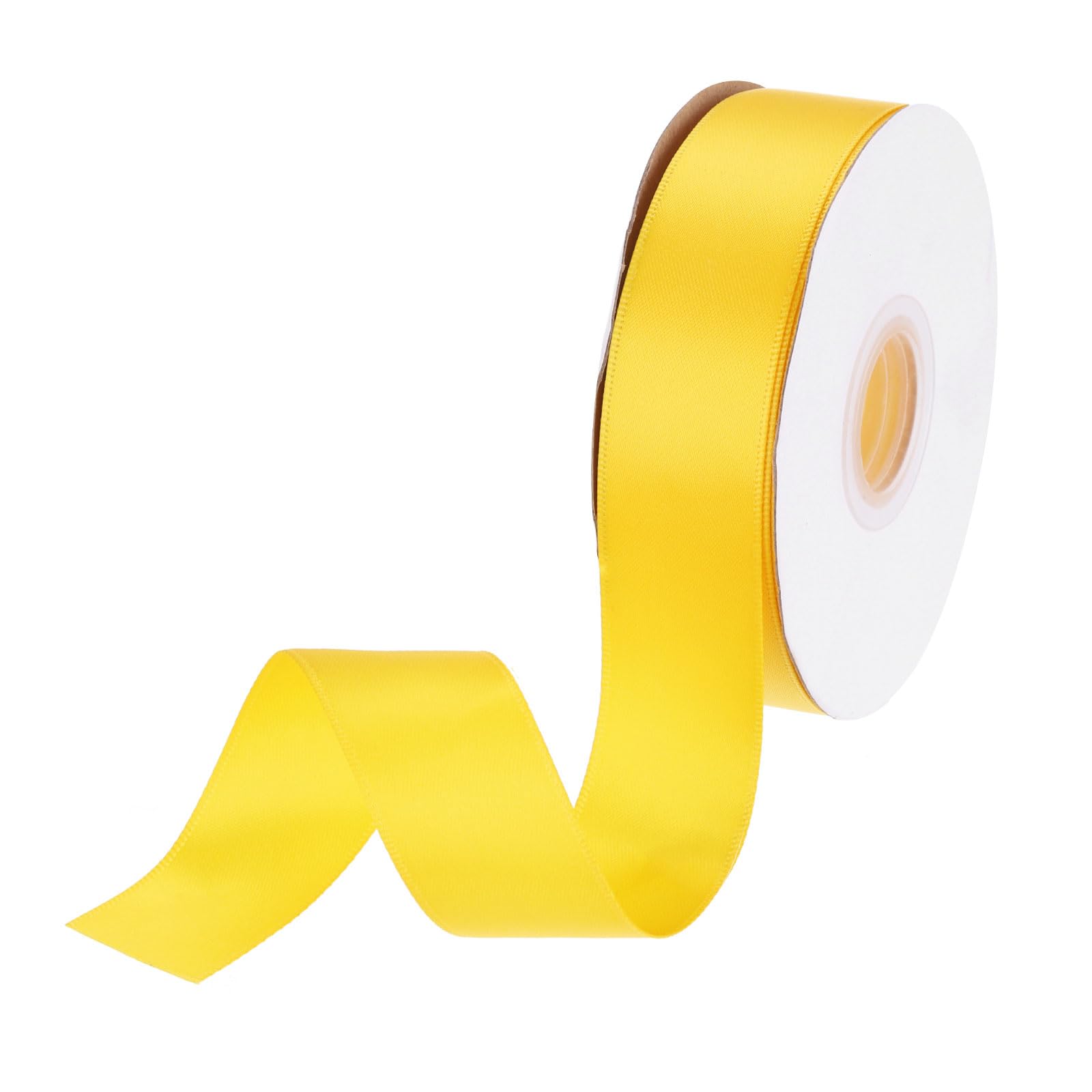 DMiotech 25mm Satin Ribbon 23m/75ft Thin Double Face Fabric Grosgrain Ribbon for Gift Wrapping Floral Hair Flower Bouquet, Olive Yellow