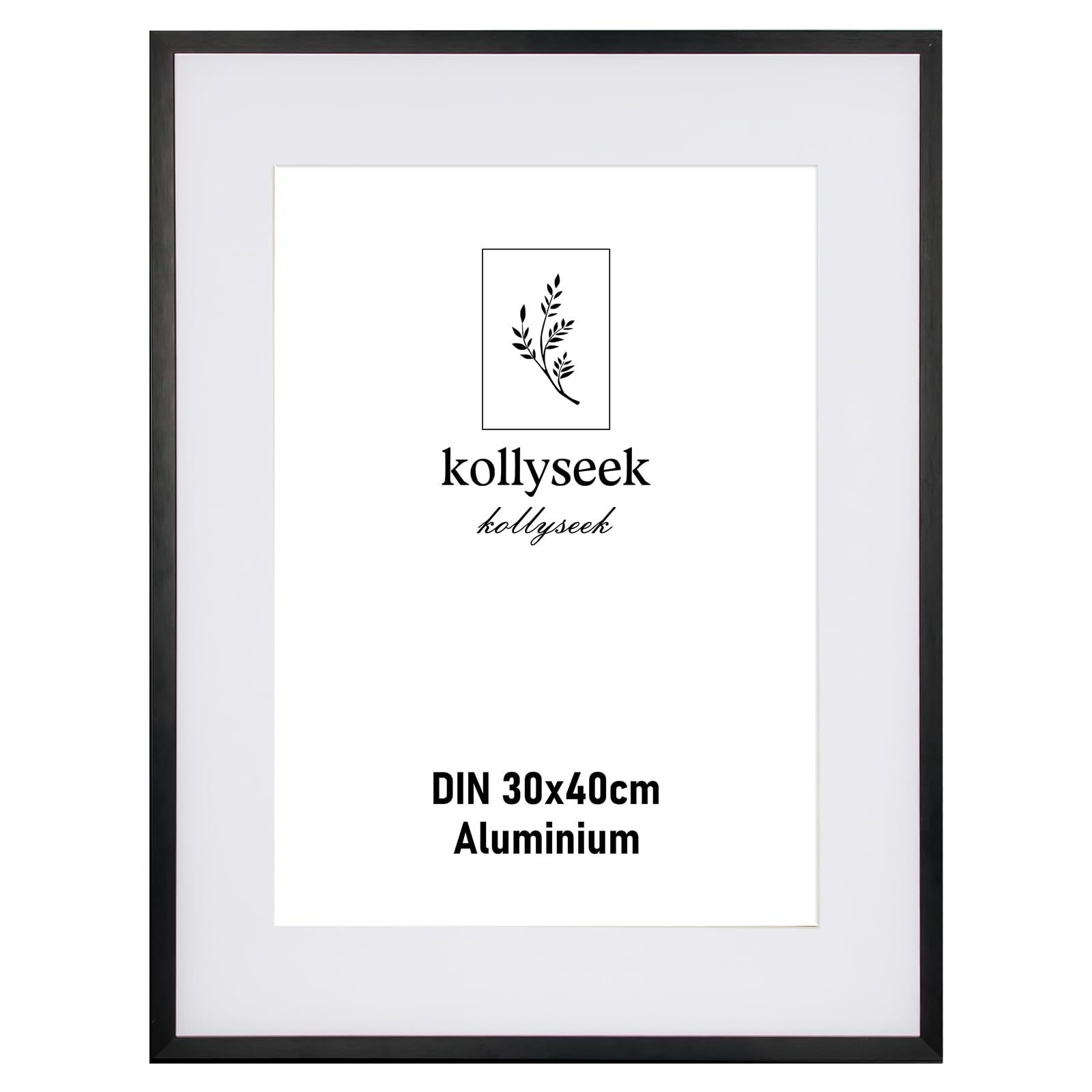 kollyseek Picture Frame Aluminium 30 x 40 cm Black Metal Poster Frame with Shatterproof Acrylic Glass Modern Photo Frame Picture Frame with Mount for Pictures Posters Photos Black
