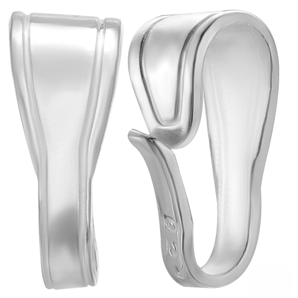 Beebeecraft 1 Box 12Pcs Snap on Bails Pendant Charms 925 Sterling Silver Small Connector Finding for Jewelry Necklace Component Making Supply, 6.5x2.5x4mm