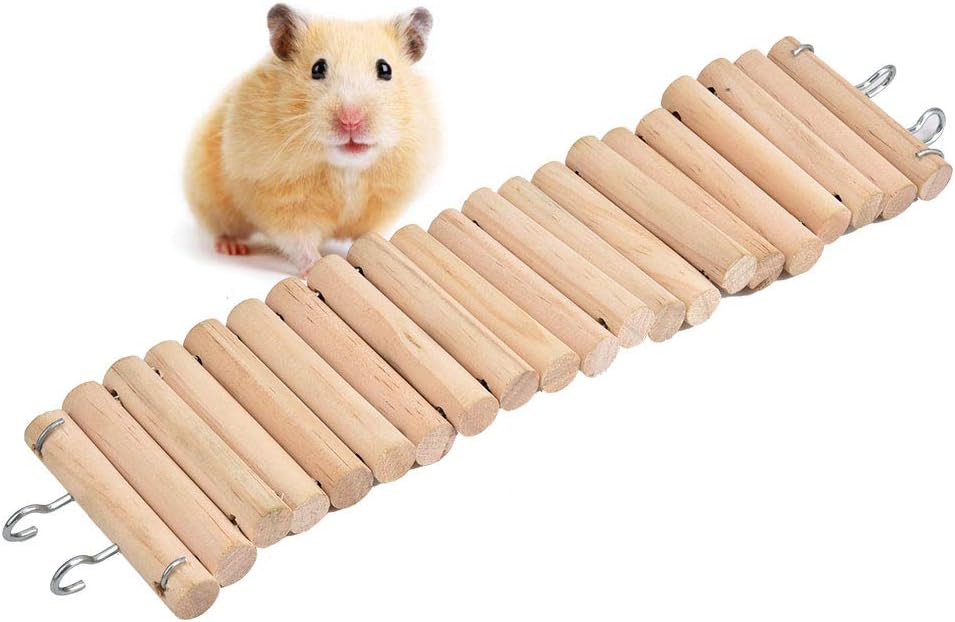 Pssopp Hamster Ladder Wooden Suspension Bridge Pet Hanging Ladder Steps Stairs Climbing Swing Flexible Climbing Ladder for Mice Gerbils Chinchillas Parrots - Image 3