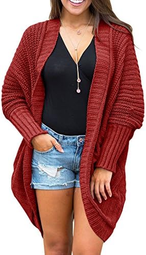 YOMISOY Womens Long Cardigans Oversized Open Front Batwing Sleeve Loose Split Knitted Sweater