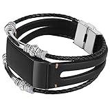 somoder Leather Bands Compatible Fitbit Charge 3, Handmade Vintage Leather Bracelet Bohemia Decor Replacement Fitbit Charge 3 Bands (DIY Style)