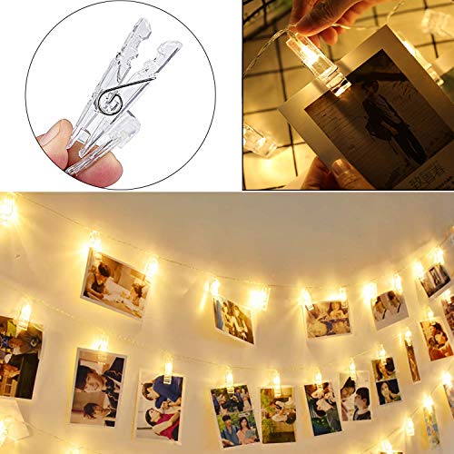 20 LED Photo Clip String Lights,Photo Hanging Clips String, 9.8ft Photo String Lights with Clips, Fairy Lights with Clips for Pictures, 8 Modes Remote Timer for Photos Pictures Christmas Cards