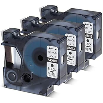 Oozmas Compatible Label Tape Replacement for DYMO Label Cassette 1/2 Inch Black on White Tape 45013 S0720530 for LabelManager 280 160 360D 420P 450D Refill Cartridge, 3 Pack